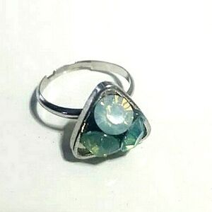 Silver Blue Green Moonstone Ring 🌴